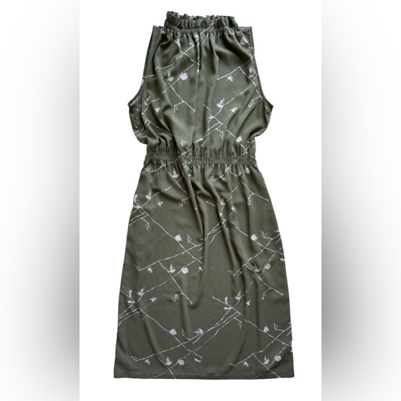 Prologue Target Olive Green Floral Halter Neck Midi Dress Medium Cottage Garden - Picture 1 of 9